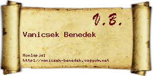 Vanicsek Benedek névjegykártya