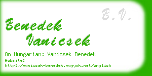 benedek vanicsek business card